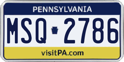 PA license plate MSQ2786