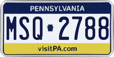 PA license plate MSQ2788