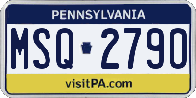 PA license plate MSQ2790