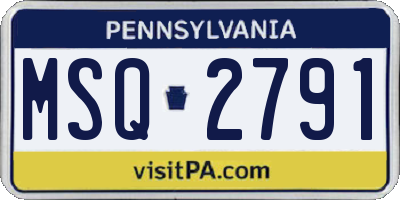 PA license plate MSQ2791