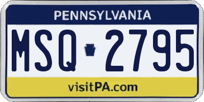 PA license plate MSQ2795