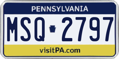 PA license plate MSQ2797