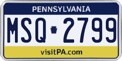 PA license plate MSQ2799