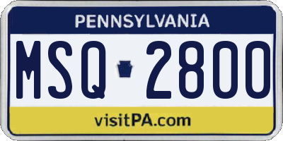 PA license plate MSQ2800