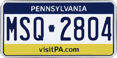 PA license plate MSQ2804