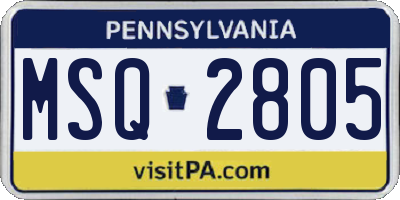 PA license plate MSQ2805