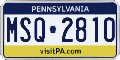 PA license plate MSQ2810