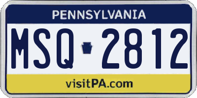 PA license plate MSQ2812
