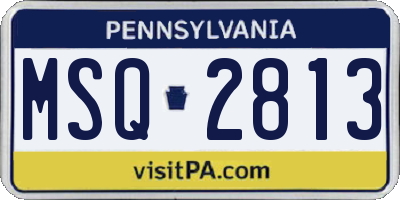 PA license plate MSQ2813