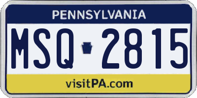 PA license plate MSQ2815