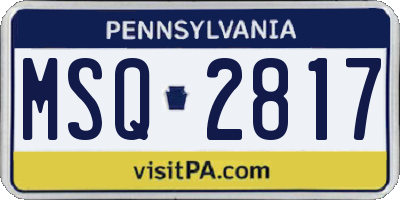 PA license plate MSQ2817