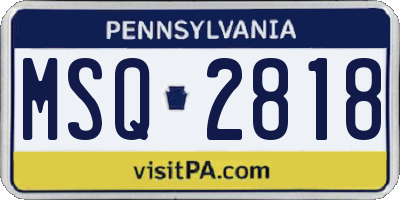 PA license plate MSQ2818