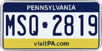 PA license plate MSQ2819