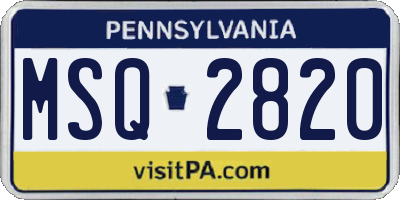 PA license plate MSQ2820