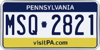 PA license plate MSQ2821