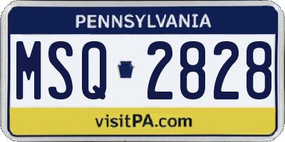 PA license plate MSQ2828