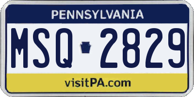 PA license plate MSQ2829