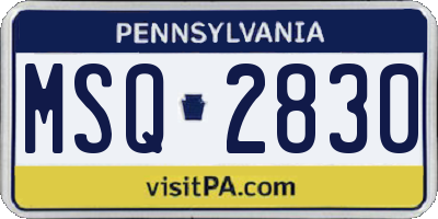 PA license plate MSQ2830