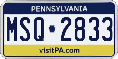 PA license plate MSQ2833