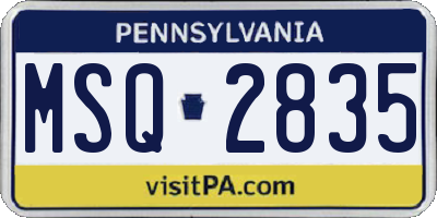 PA license plate MSQ2835