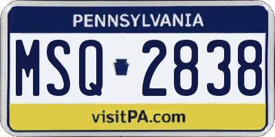 PA license plate MSQ2838