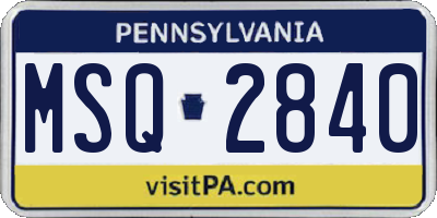 PA license plate MSQ2840