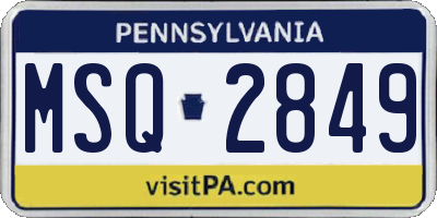 PA license plate MSQ2849