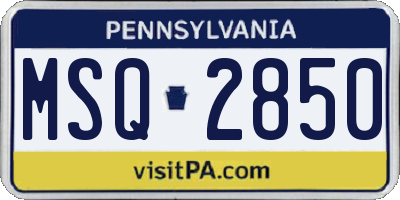 PA license plate MSQ2850