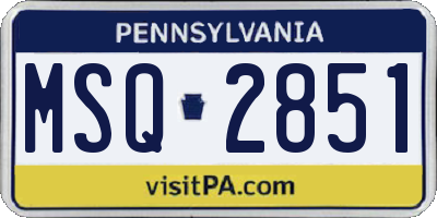 PA license plate MSQ2851