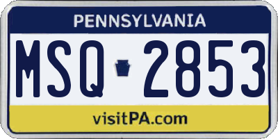 PA license plate MSQ2853