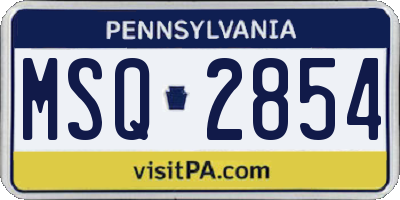 PA license plate MSQ2854