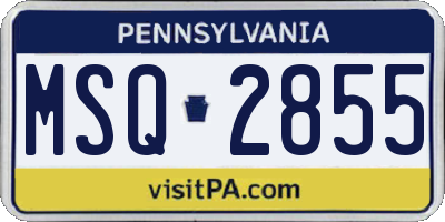 PA license plate MSQ2855
