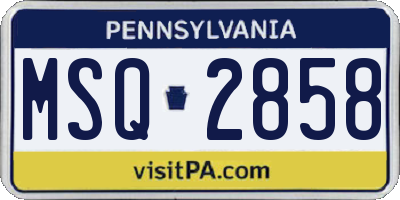 PA license plate MSQ2858