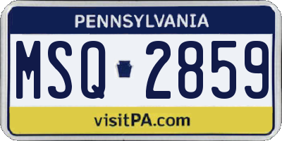 PA license plate MSQ2859