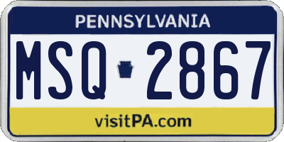 PA license plate MSQ2867