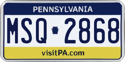 PA license plate MSQ2868