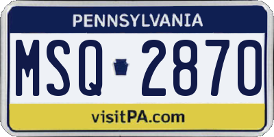 PA license plate MSQ2870