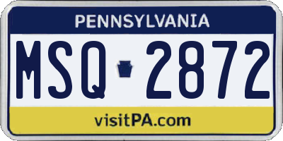 PA license plate MSQ2872