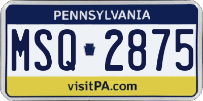 PA license plate MSQ2875