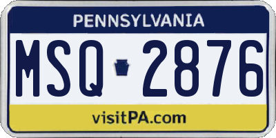 PA license plate MSQ2876