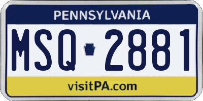 PA license plate MSQ2881