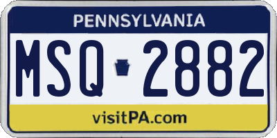 PA license plate MSQ2882