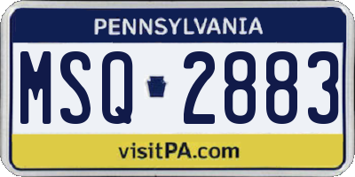 PA license plate MSQ2883