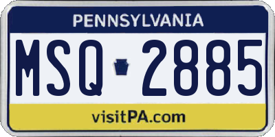 PA license plate MSQ2885