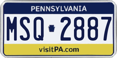 PA license plate MSQ2887