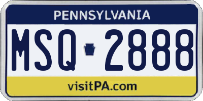 PA license plate MSQ2888