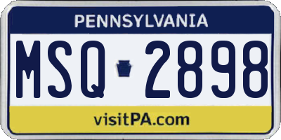 PA license plate MSQ2898
