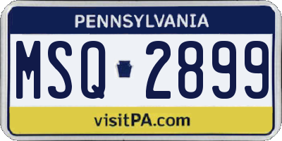 PA license plate MSQ2899