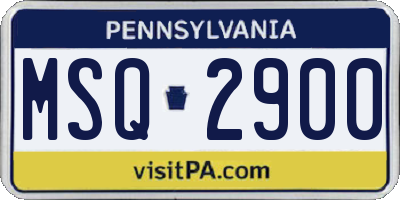 PA license plate MSQ2900