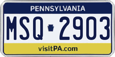 PA license plate MSQ2903